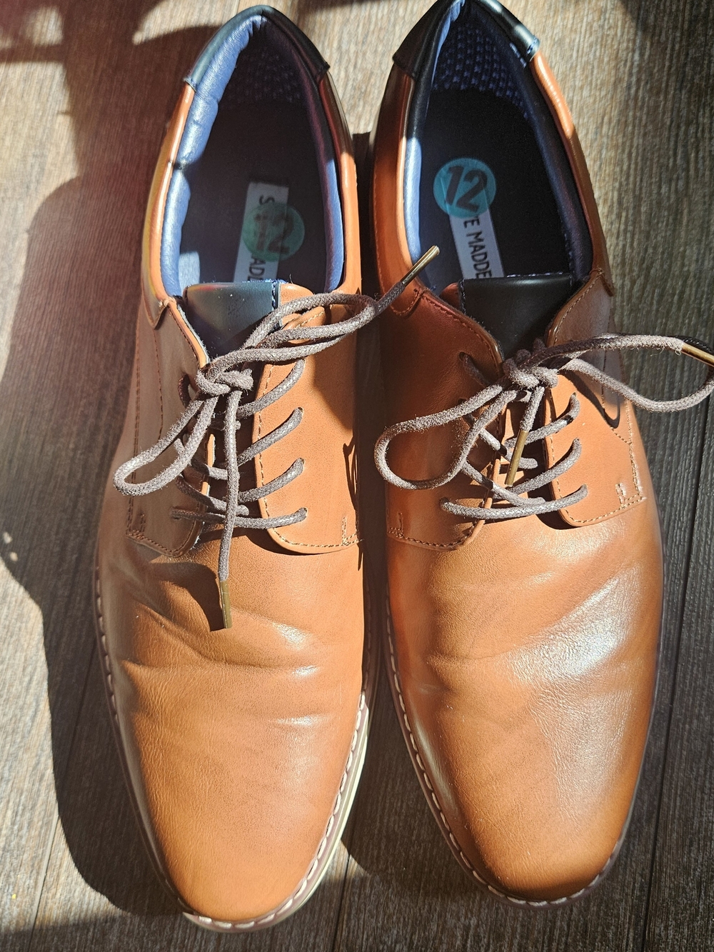 Steve Madden Men's Tan Leather Lace-Up Dress Shoes